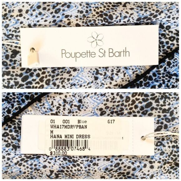 Poupette St. Barth Hana Mini Dress, Size M, Blue print, NWT - Picture 11 of 15
